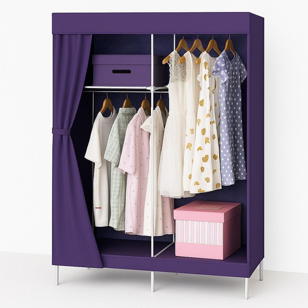 Miniatura Guarda Roupa Cabideiro Portatil Sapateira Organizadora Multiuso Quarto Closet Camping Praia Roxo