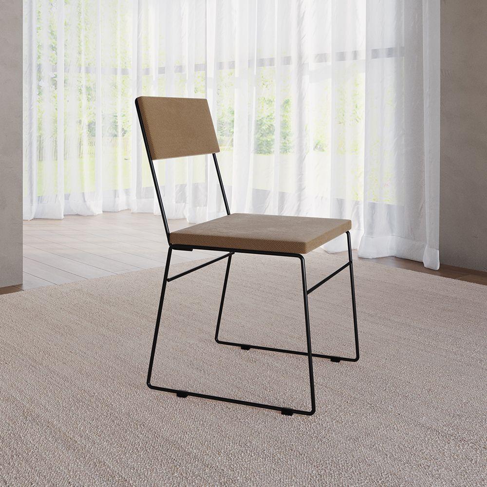 Kit 2 Cadeiras De Jantar Estofada Málaga Veludo Marrom - Cor: Marrom