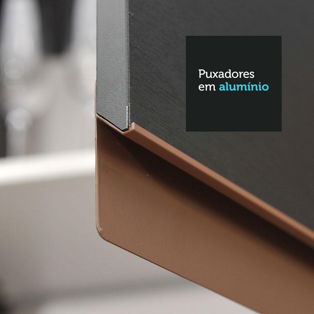 Armário De Cozinha Completa De Canto 512cm Preto 01 Preto