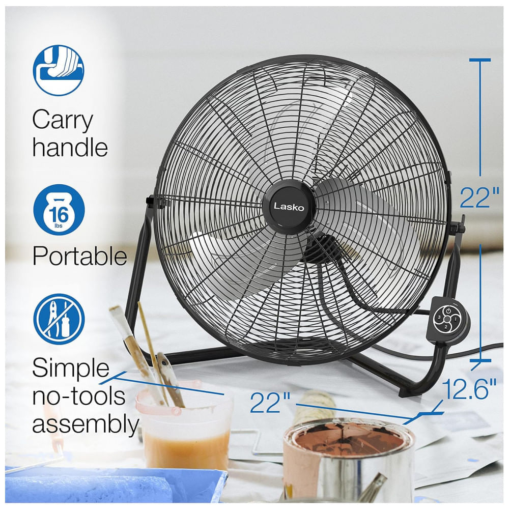 Miniatura Ventilador de Piso com QuickMount para Uso no Chão ou na Parede, 3 Velocidades e Controle Remoto, 110V, Lasko H20660, ...