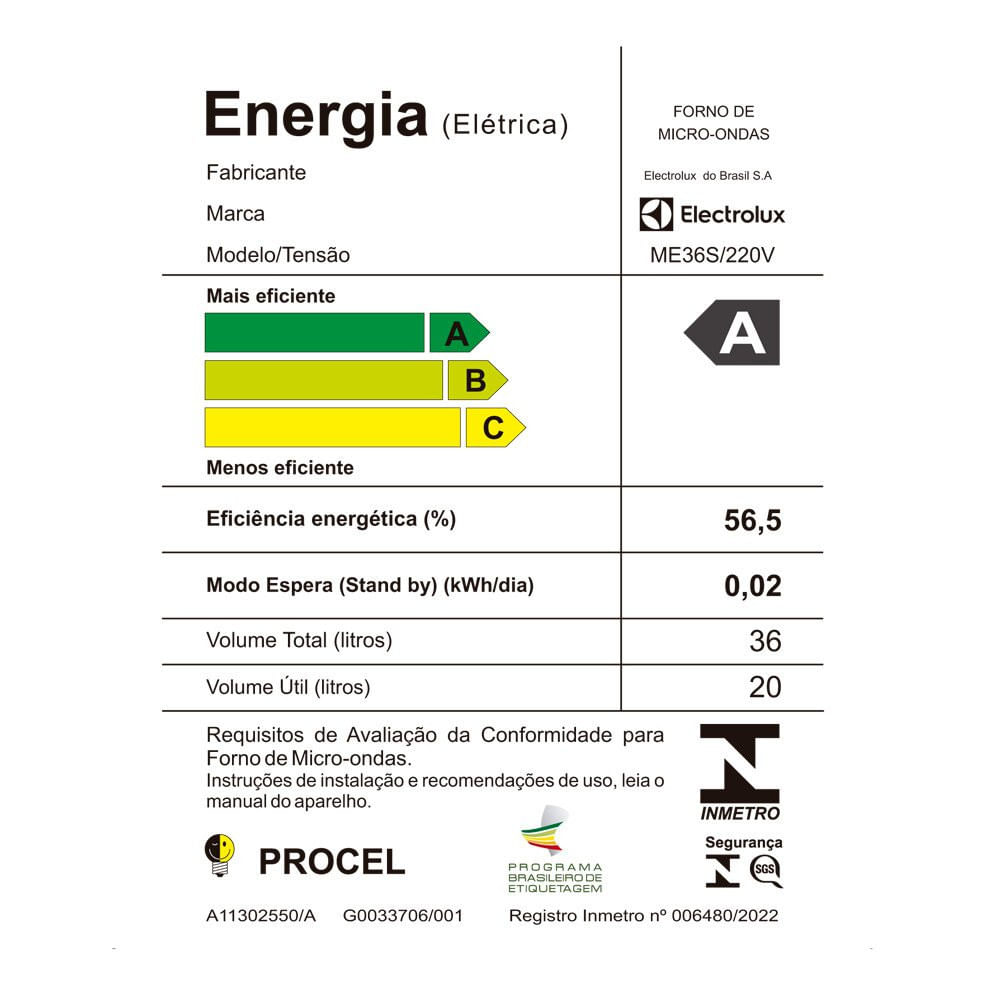 Forno Micro-ondas Limpa Fácil Electrolux 36 Litros ME36S Prata - 110V