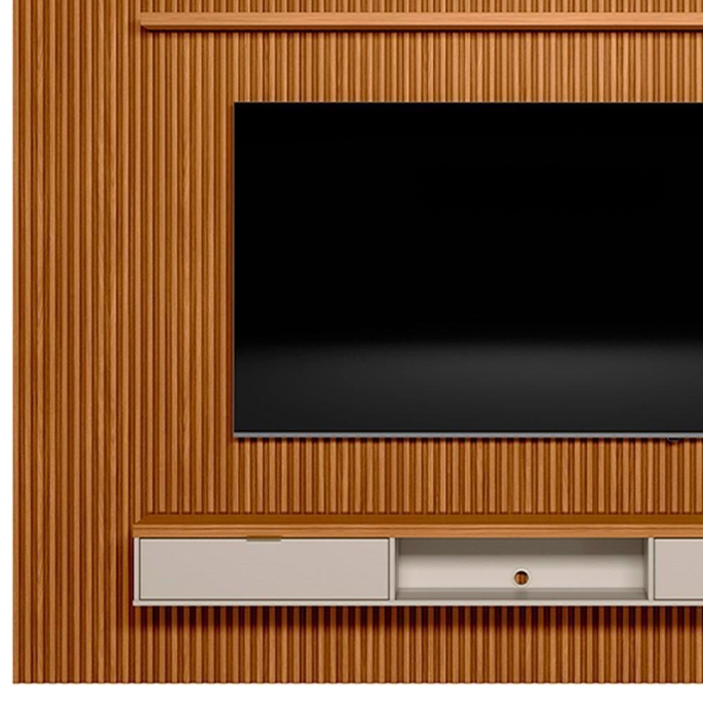 Miniatura Painel Ripado Para Tv 75 Pol. Com Bancada 297cm Prime Plus L06 Nature-off White - Mpozenato