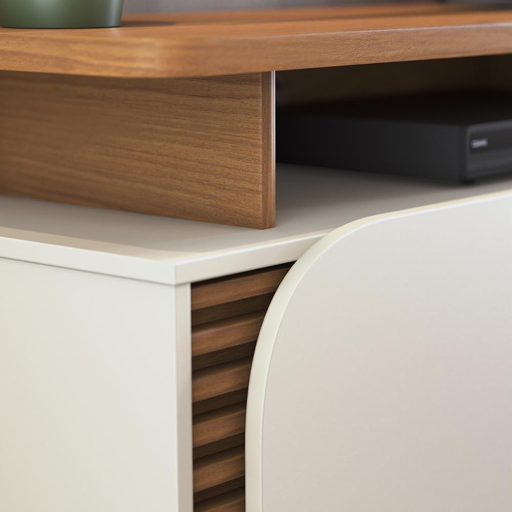 Miniatura Rack Bancada Jurerê 1.8 Freijó/off White Matte Para Tv Até 75” - Colibri Freijó/off White Matte