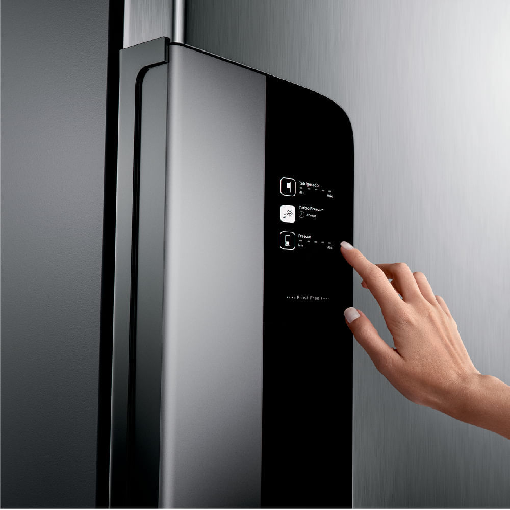 Geladeira Consul Frost Free Duplex 397 litros Evox com freezer embaixo - CRE44BK 110V