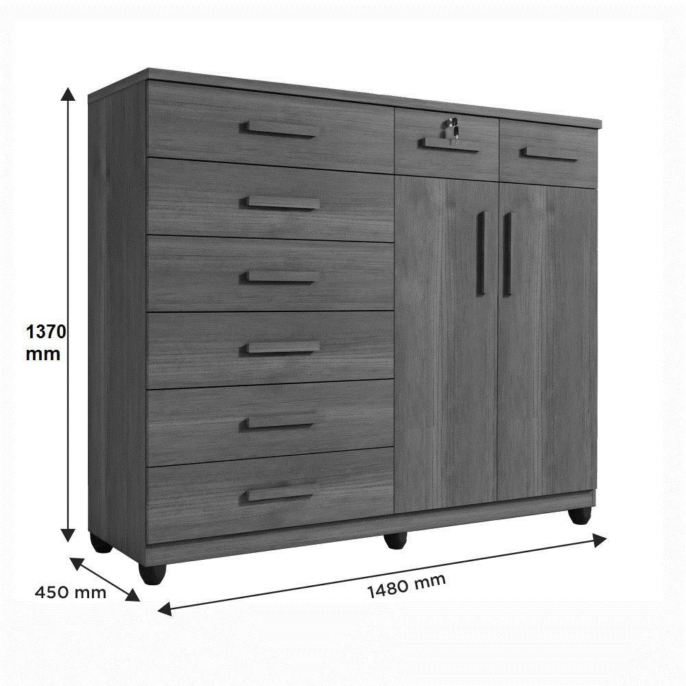 Miniatura Cômoda New Triunfo 8 Gavetas 2 Portas Benetil Cinamomo/off White