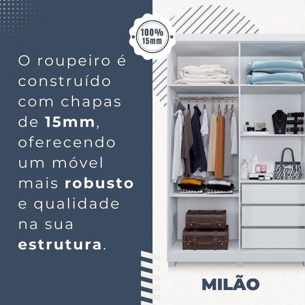 Guarda Roupa Milão 4 Portas 3 Gavetas Em Mdp Benetil Móveis Branco