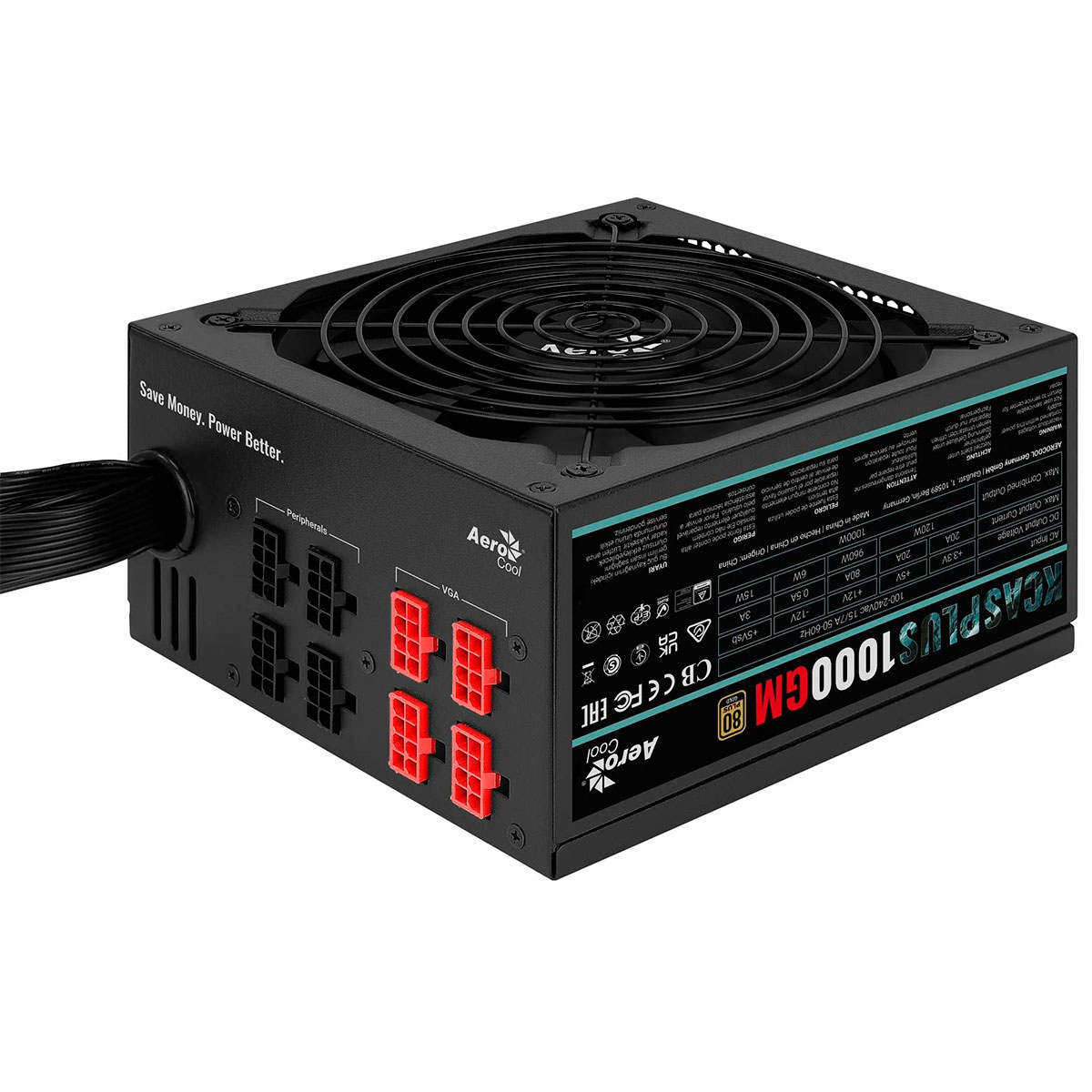 Miniatura Fonte Gamer Aerocool KCAS 1000W 80 Plus Gold Full Range