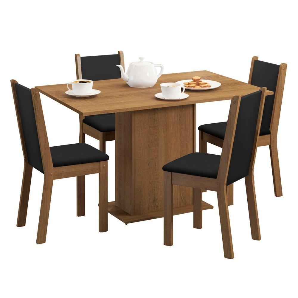 Conjunto Sala de Jantar Talita Mesa Tampo de Madeira com 4 Cadeiras Madesa