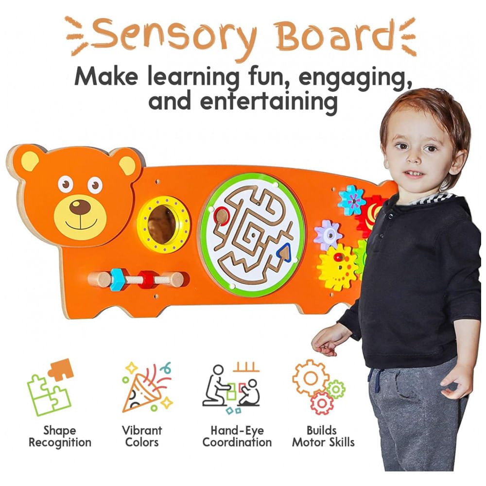 Miniatura Painel Interativo com Atividades Divertidas Sensoriais para Crianças de 3 Anos ou Mais, D DAKIN, Urso 110v