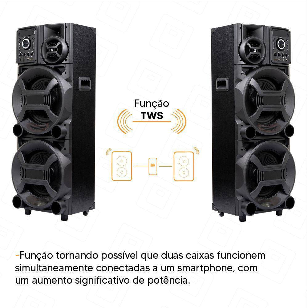 Caixa De Som Amvox Pesadão II 2200W Led Bluetooth USB SD Bivolt Preto ACA 2201 117422012749 - Eletricidade - BT/ USB / SD /AUX / 2xP10 - Preto - 12 meses - 2200W - Bivolt