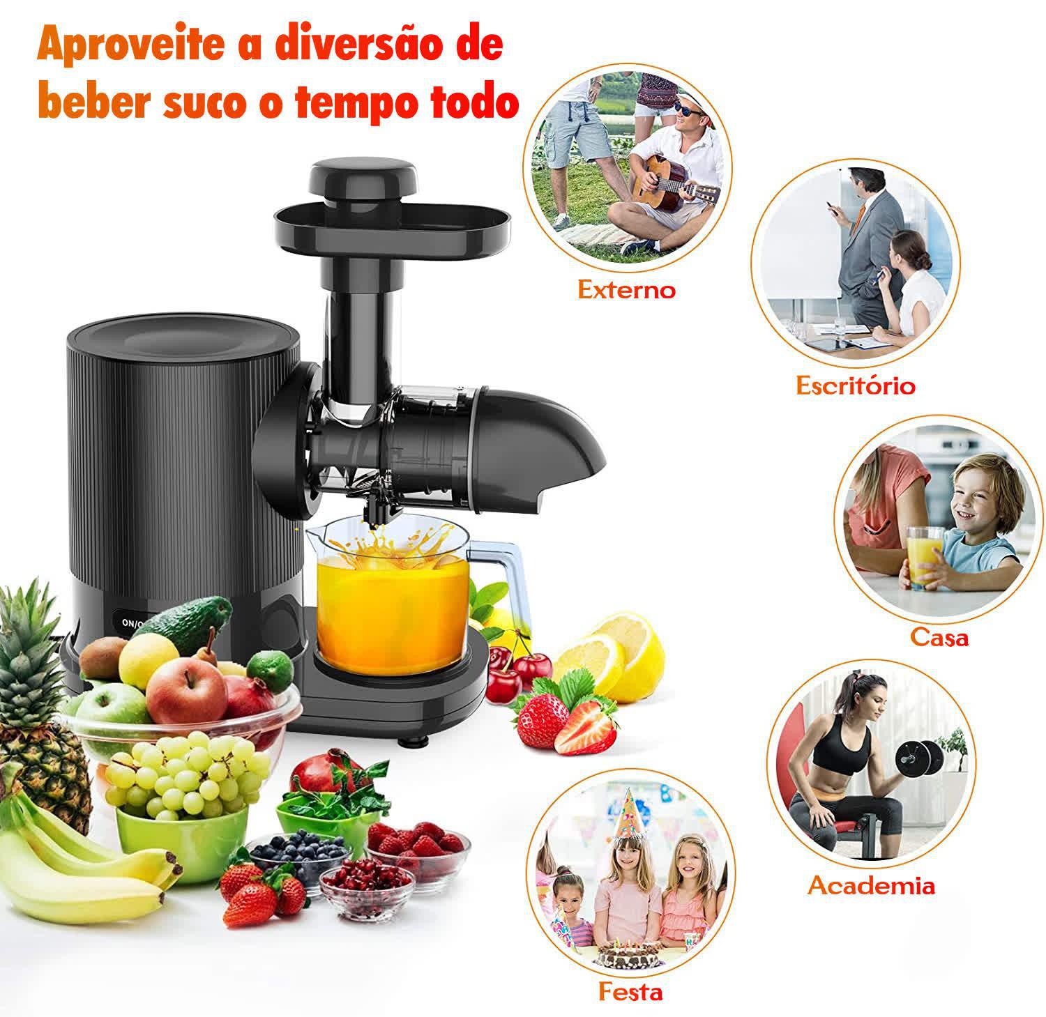 Slow Juicer Moedor Espremedor Extrator De Prensa A Frio 220V