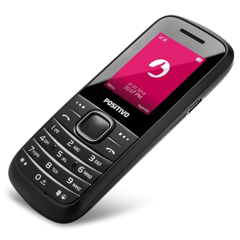 Miniatura Celular Desbloqueado Positivo P28 Preto Tela 1.8 Dual Chip