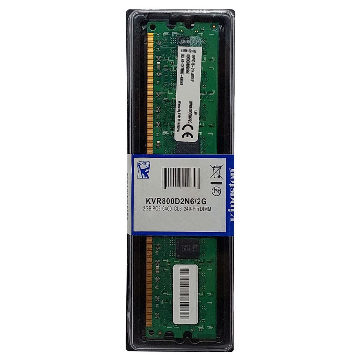 Miniatura Memória RAM Kingston KVR800D2N6/2G DDR2 2GB 800MHz CL6 1.8V