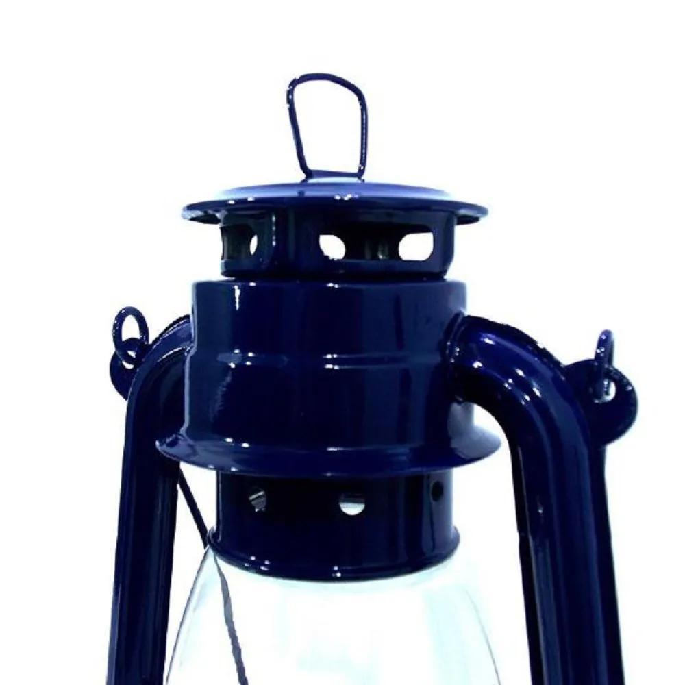Miniatura Kit 2 Lampião Lamparina Querosene Grande 34 Cm Azul Western