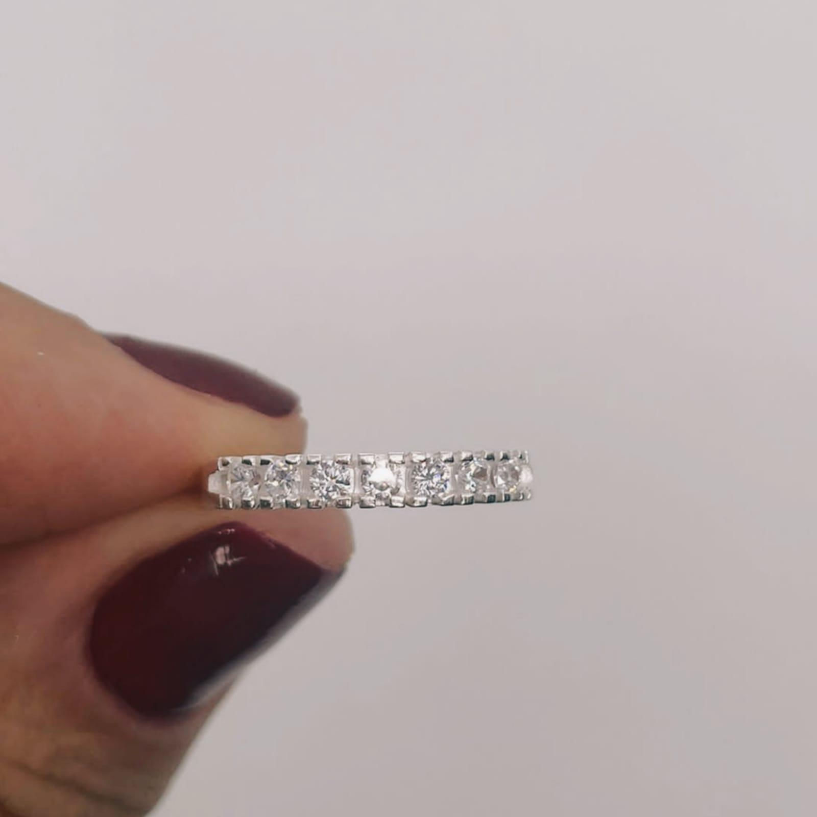 Miniatura Anel Prata 925 Meia Aliança Aparador Cravejado 2Mm - Tam. 22