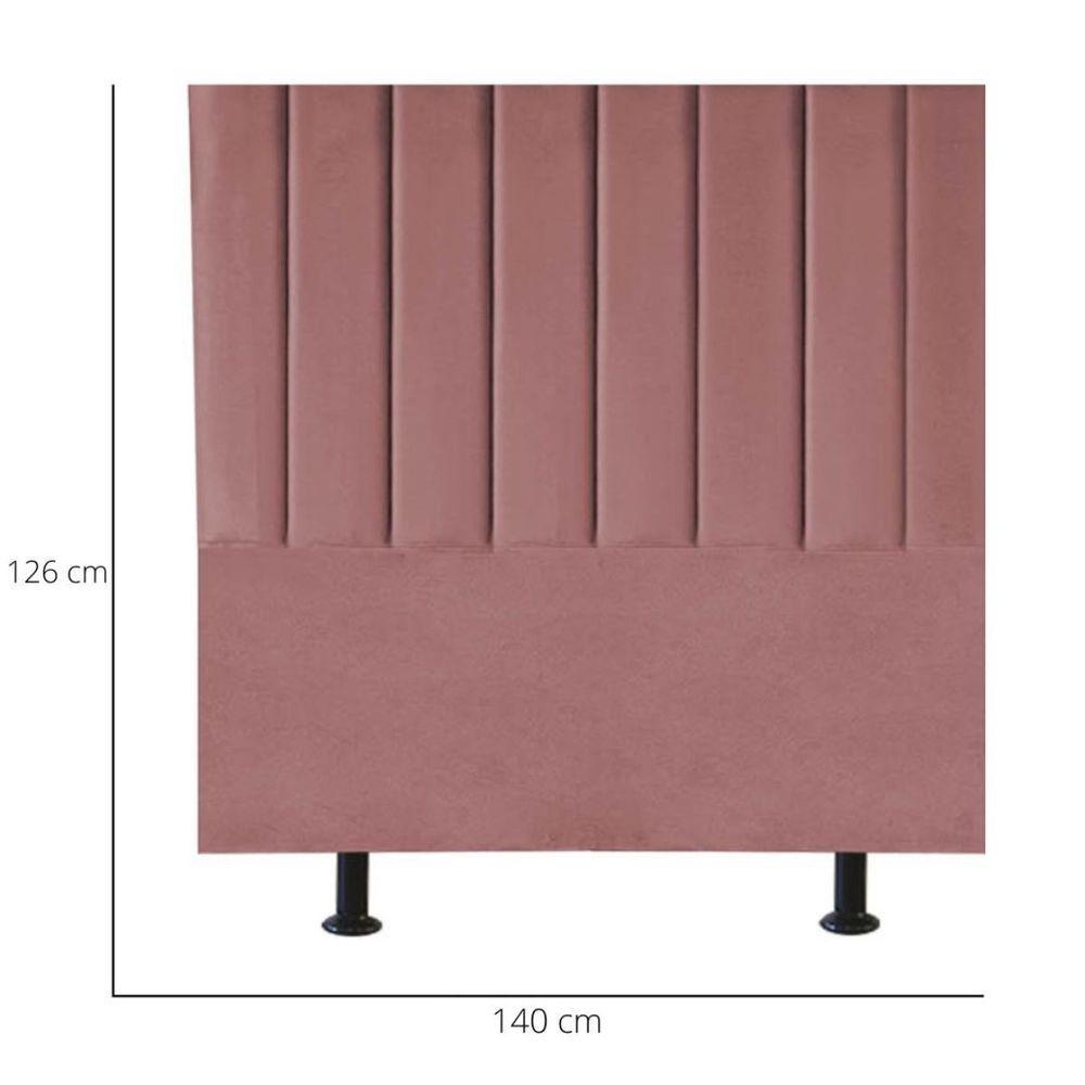 Miniatura Cabeceira Estofada Cama Box Casal 140 Cm Carla Suede Cor:rosê
