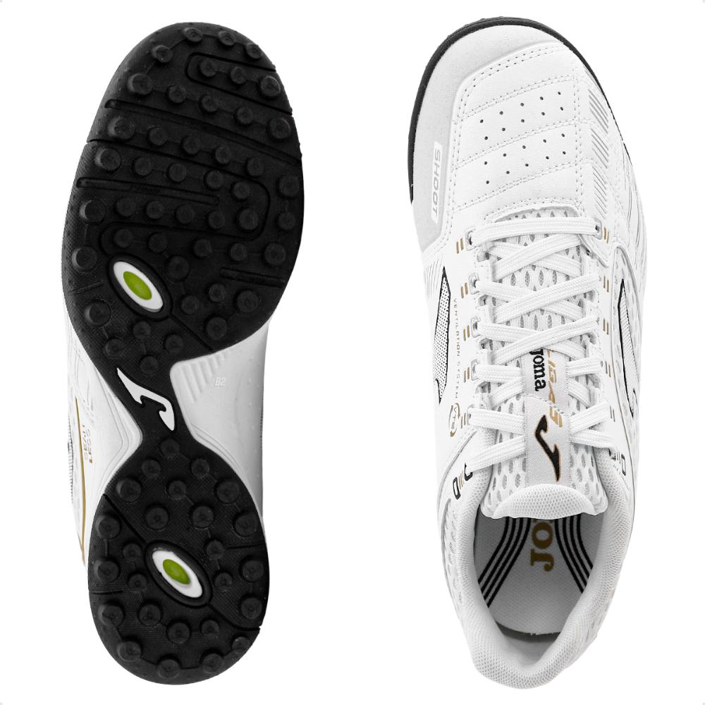 Miniatura Chuteira Society Joma Liga 5 Branco / Dourado - 42