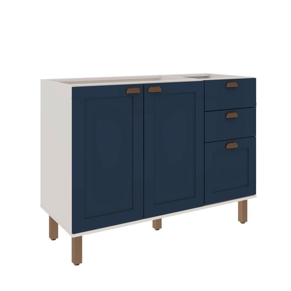 Cozinha Modulada 4 Pecas 100% Mdf Branco/Azul Genialflex