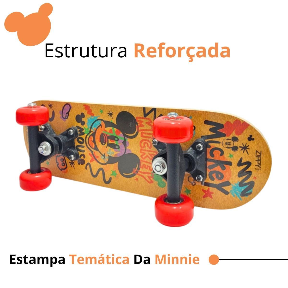 Miniatura Mini Skate Infantil Estampado Disney Suporta Até 30 Kg