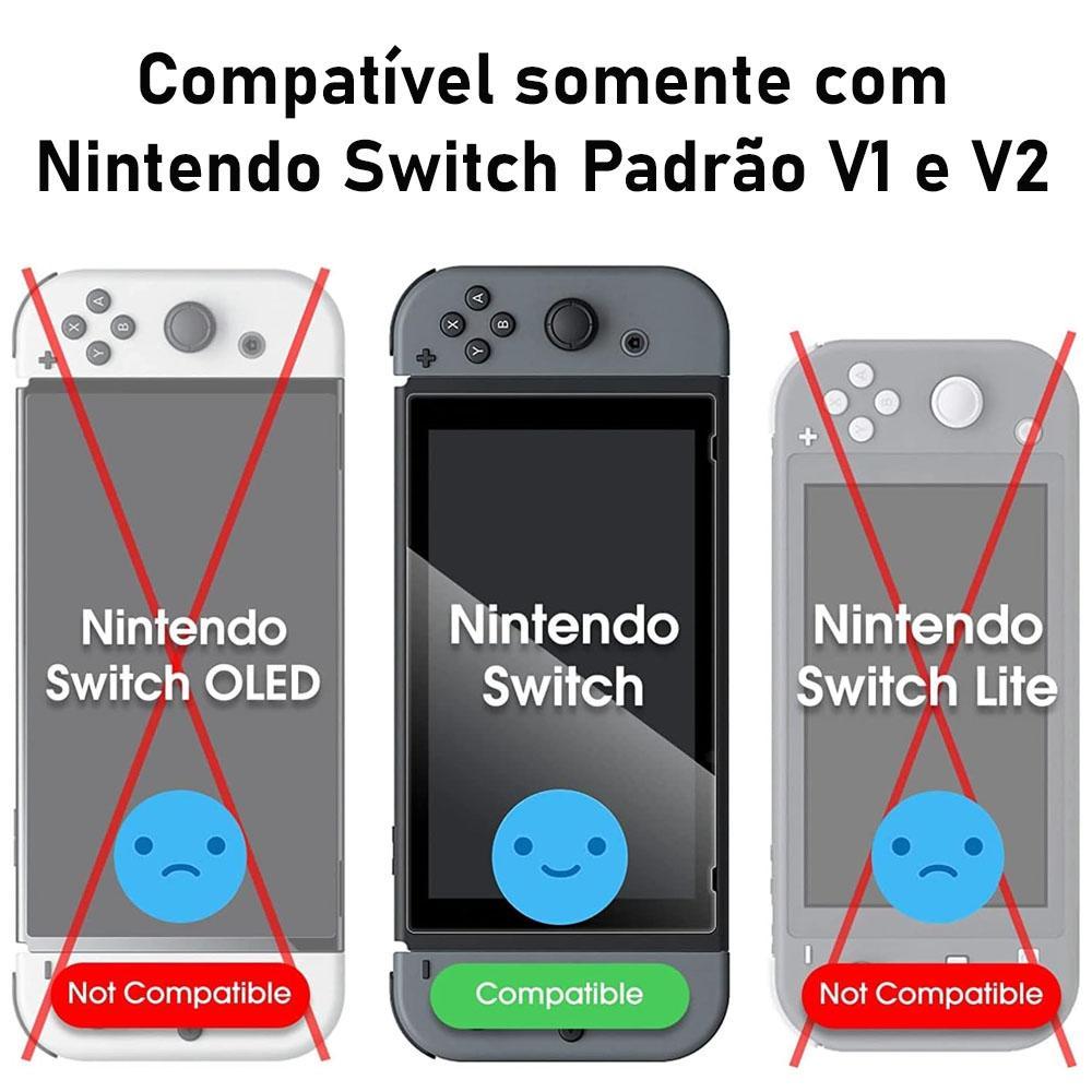 Case Nintendo Switch V1 V2 Luigi + Película Vidro + 4 Grips