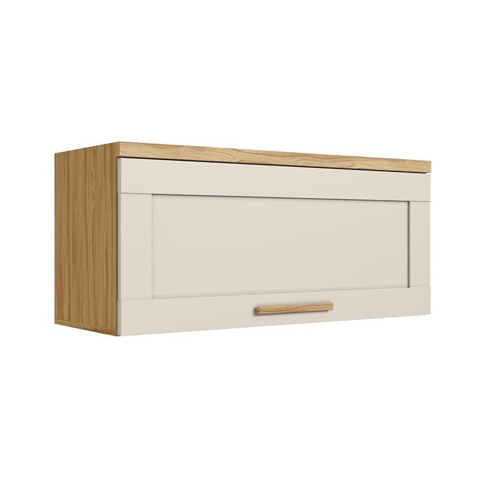 Miniatura Armário Aéreo de Cozinha 80cm 1 Porta Basculante 100% Mdf Espresso Móveis Estônia Amêndoa/Off White