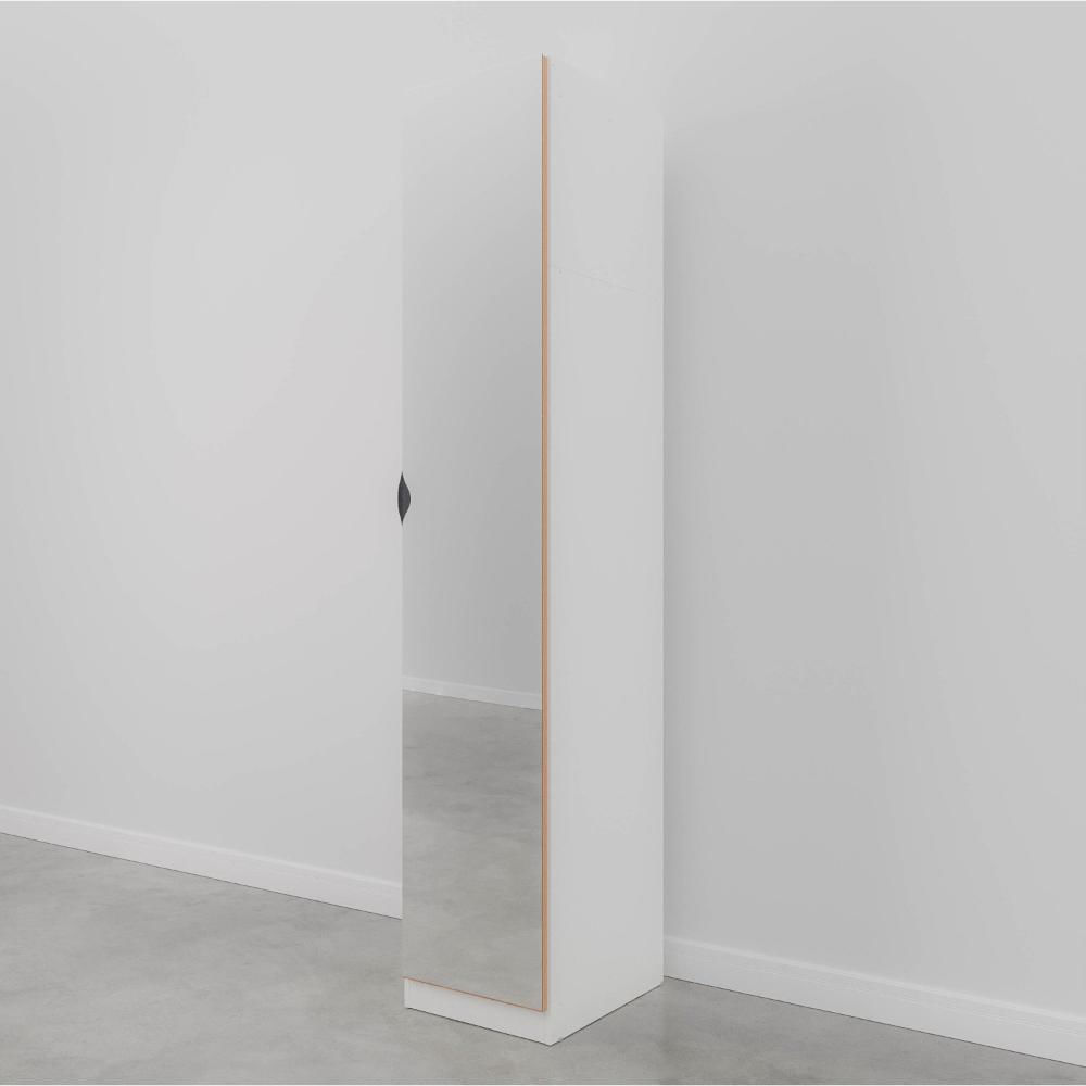 Guarda Roupa Hera 1 Porta com Espelho 6 Prateleiras CabeCasa MadeiraMadeira Louro/Branco Geada