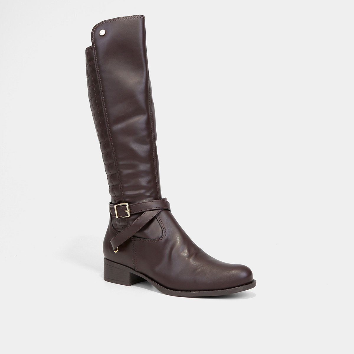 Miniatura Bota Montaria Cano Longo Via Uno Texturizada Feminina Marrom - 34