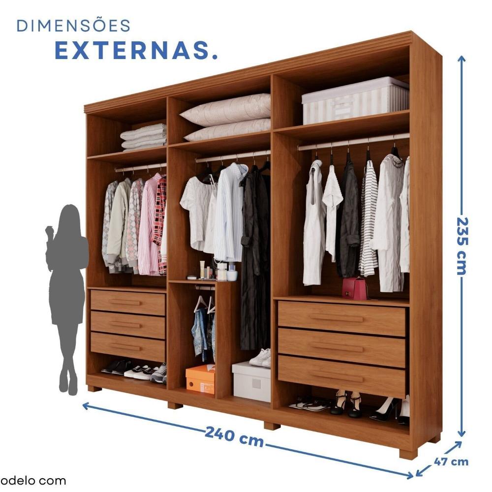 Miniatura Guarda-roupa Closet 6 Gavetas com Pés Florianópolis Espresso Móveis Cinamomo