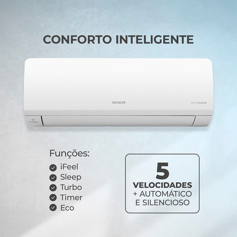 Miniatura Ar Condicionado Split 9000 BTU's Inverter Externa Aiwa Branca 220V Branco - 220V