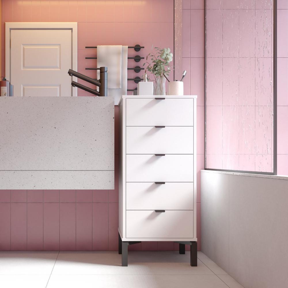 Miniatura Cômoda Falkk Queens 5 Gavetas 40cm Branco