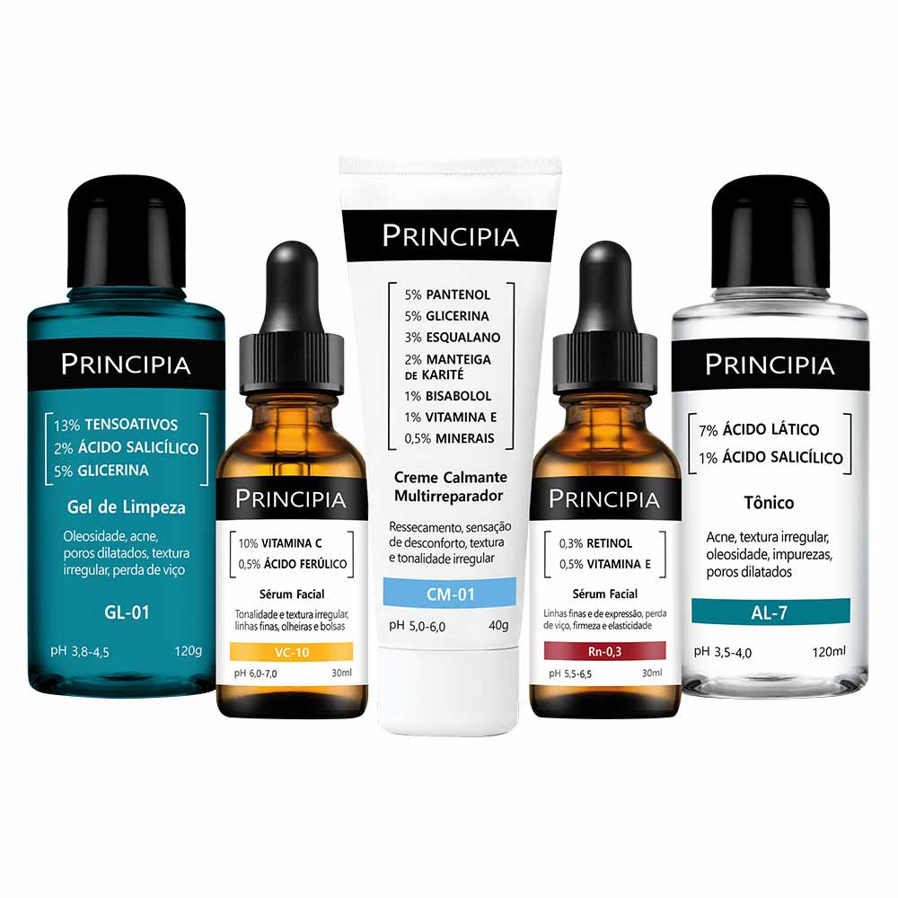 Miniatura Kit Principia Antissinais Intensivo - Gel de Limpeza + Tônico + Creme + 2 Séruns Kit