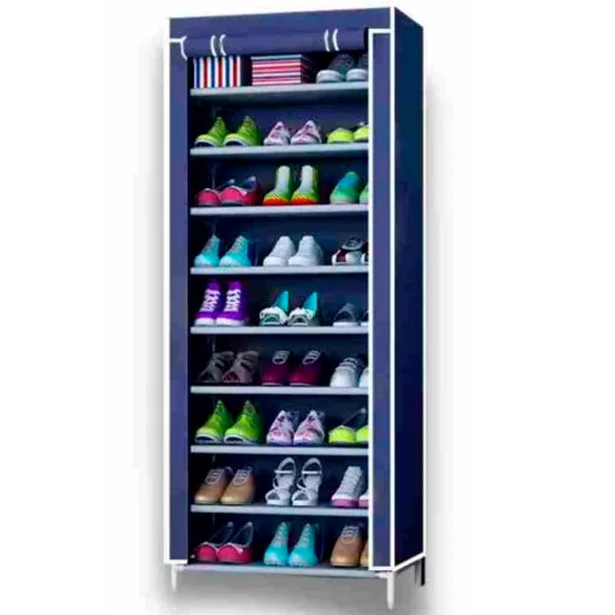 Miniatura Sapateira Organizadora 9 Prateleiras Multiuso Sapatos Azul