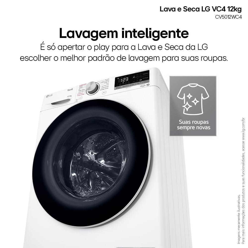 Lava e Seca LG VC4 Smart com Inteligência Artificial 12kg Branca CV5012WC4 127V