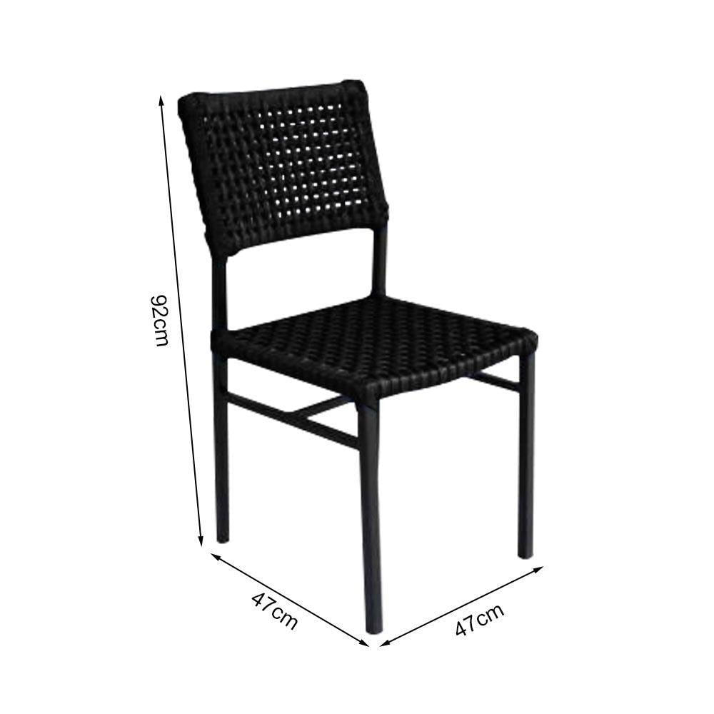 Miniatura Kit 2 Cadeiras França Corda Náutica Base Em Alumínio Preto-preto - Cor: Preto