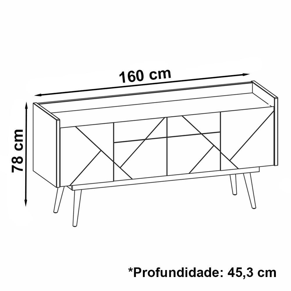 Miniatura Aparador Buffet 4 Portas E 2 Gavetas Azul Cobalto Cedro