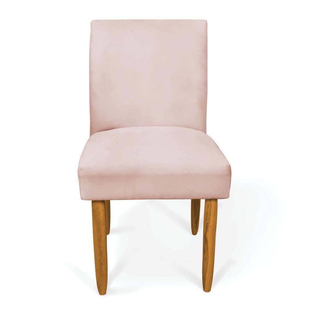 Miniatura Kit 2 Cadeiras De Jantar Carol Veludo Pés Palito Castanho - D'rossi Cor Rose