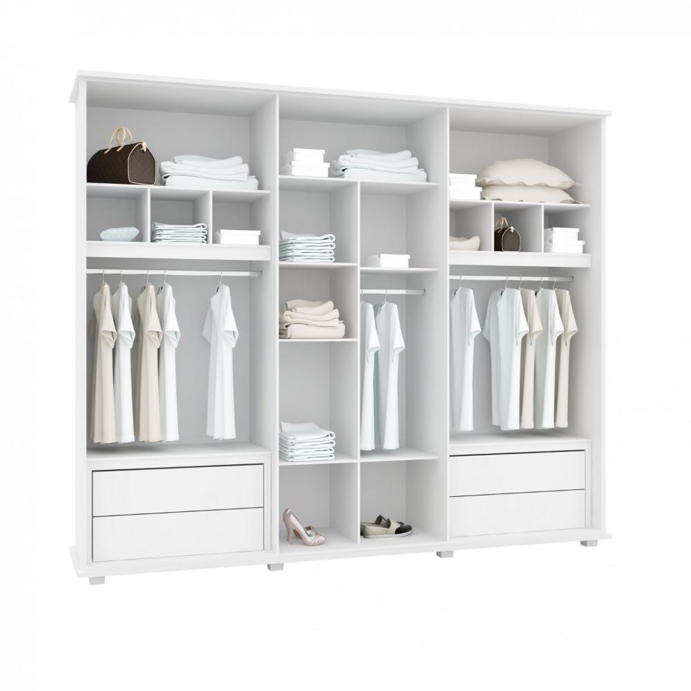 Miniatura Guarda Roupa Casal 6 Portas e 4 Gavetas Canada RV Móveis Branco