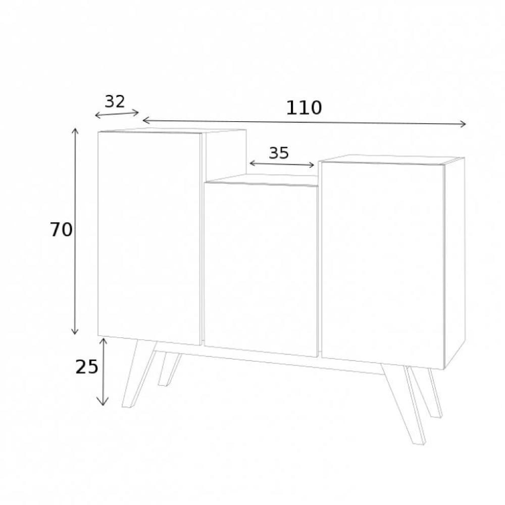 Conjunto Rack para TV até 48 Polegadas 2 Portas e Buffet 3 Portas Elegance Estilare Madeirado/Preto
