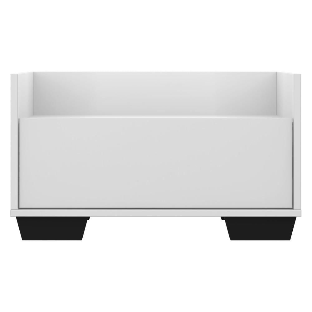 Miniatura Mesa de Cabeceira 60 Cm com Pés Quadrados Branca preta