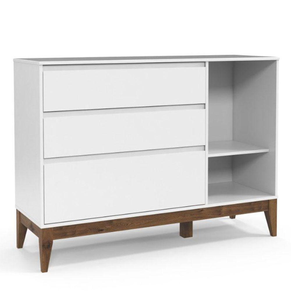 Miniatura Cômoda Infantil Nature Clean Com Porta Branco Acetinado Eco Wood - Matic