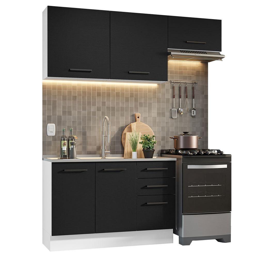 Armário De Cozinha Compacta 180cm Branco/preto Agata Madesa 09 Branco/preto