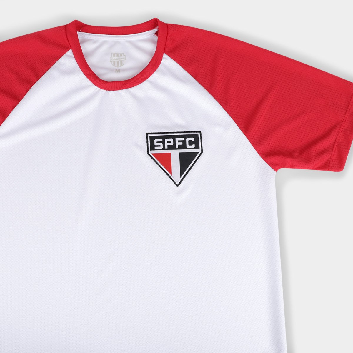 Miniatura Camiseta Raglan São Paulo RetrôMania Basic Masculina Branco+Vermelho - EGG