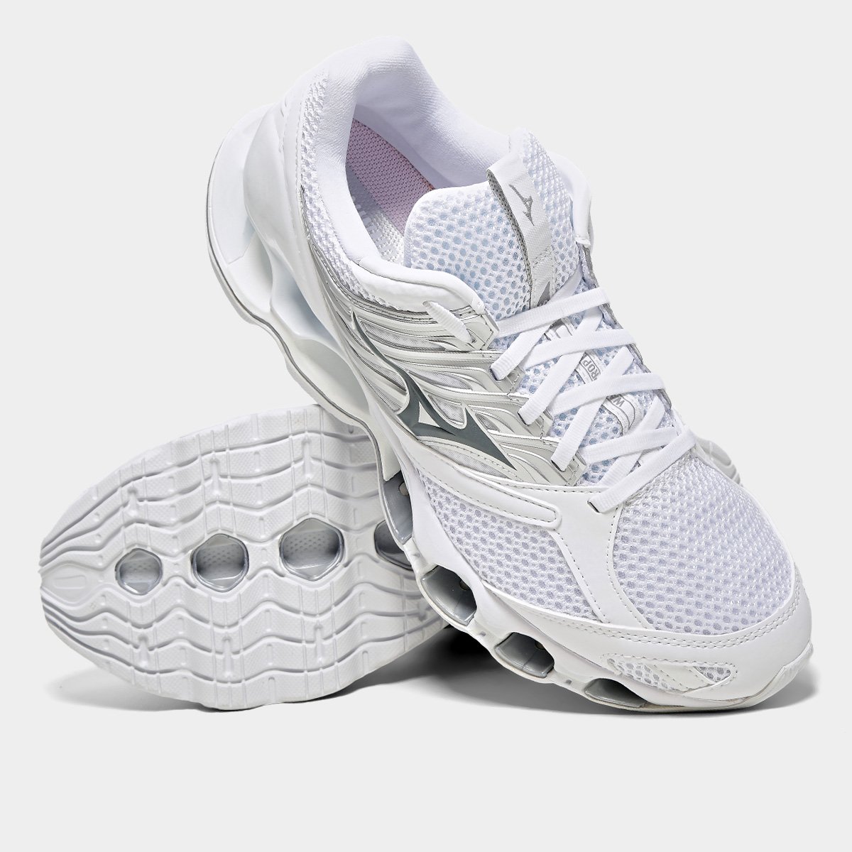 Miniatura Tênis Mizuno Wave Prophecy 13-S Masculino Branco+prata - 37