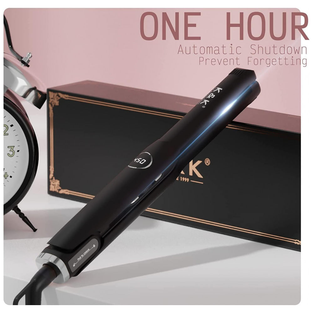 Miniatura Chapinha Prancha de Cabelo Profissional com Temperatura Ajustável e Desligamento Automático, Bivolt, KK, Preto