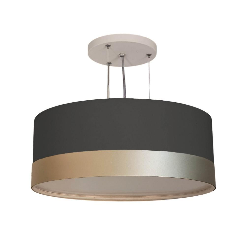 Miniatura Luminária de Teto Pendente Tom Luz Iluminação Preto/Faixa Bronze