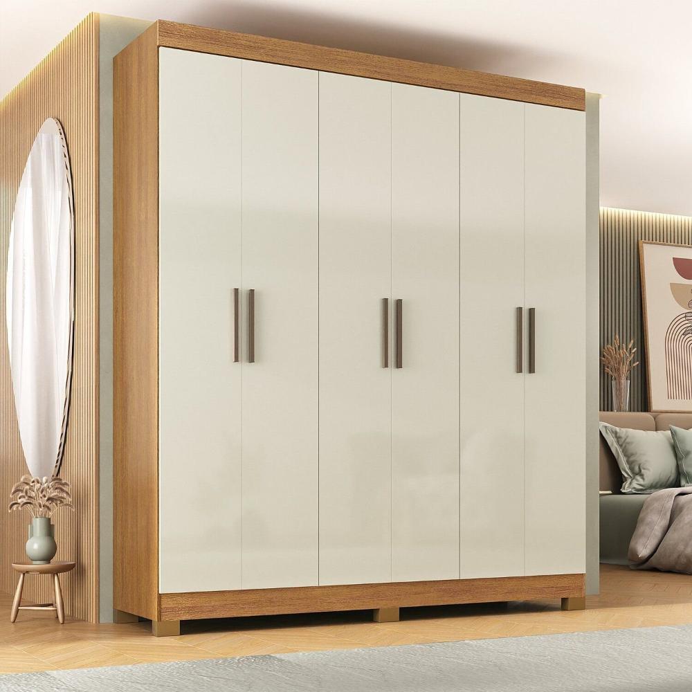 Miniatura Guarda-roupa Paris 6 Portas Mdp com Pés Cinamomo/Off White