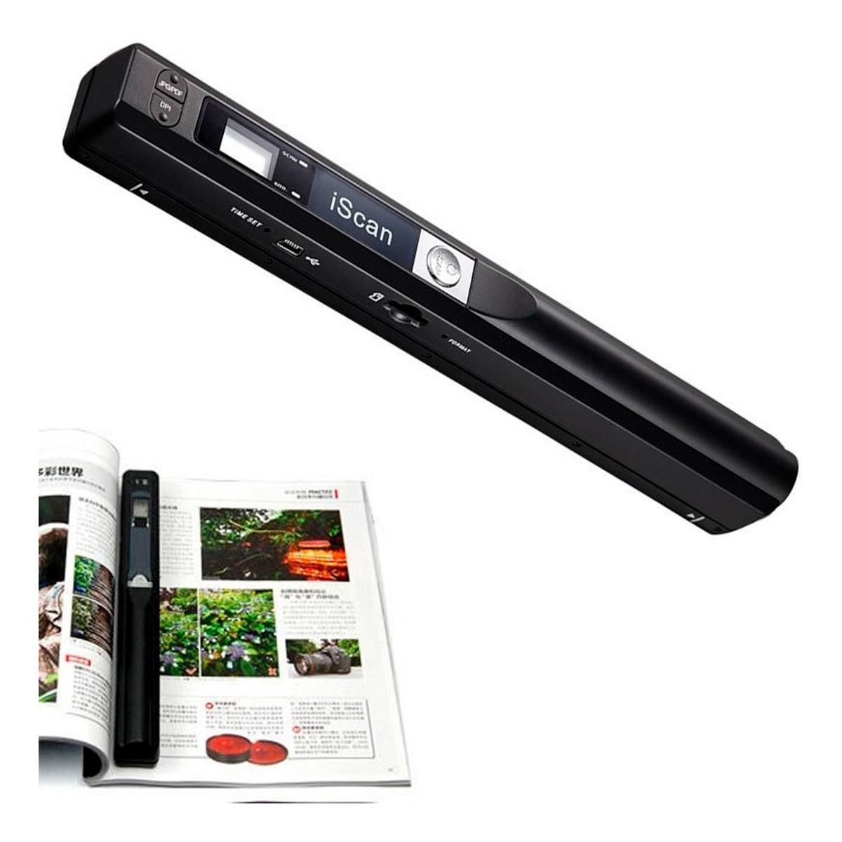 Miniatura Scanner Portátil 900dpi - A4 | 32GB | Tela LCD | Pilhas AA