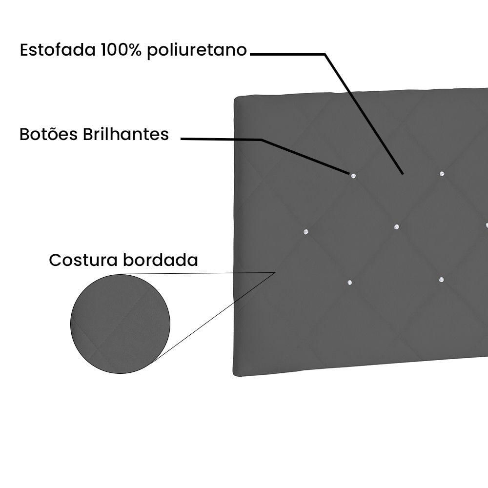 Miniatura Cabeceira Painel King 1,95m Tânia Suede Cinza