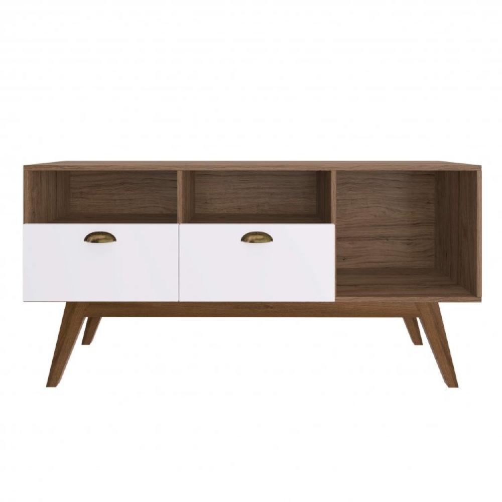 Conjunto Rack para TV até 48 Polegadas 2 Portas e Rack para TV até 65 Polegadas 2 Portas Estilare Madeirado/Off White