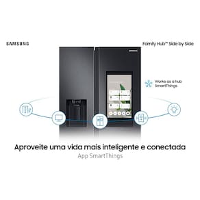 Miniatura Geladeira Samsung Side by Side RS58 608 Litros Family Hub Black Inox 110V